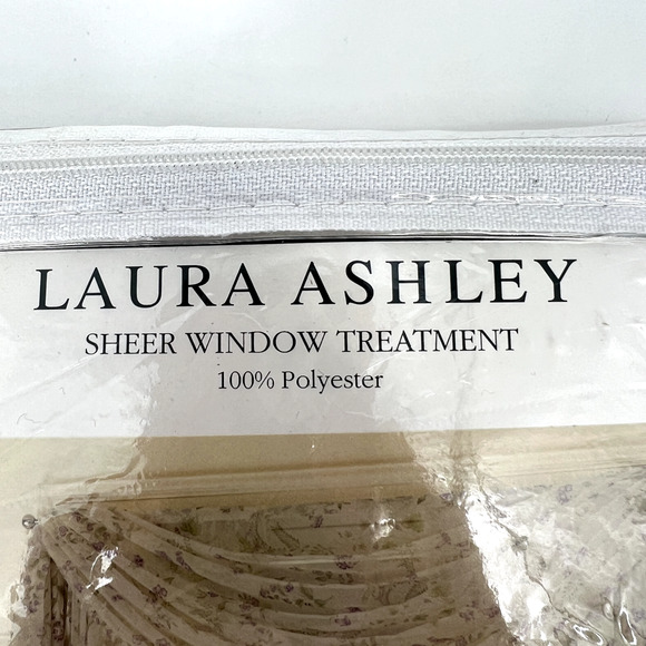 Vintage Laura Ashley Periwinkle Floral Sheer Scarf Valance 216 x 56 - Picture 2 of 6